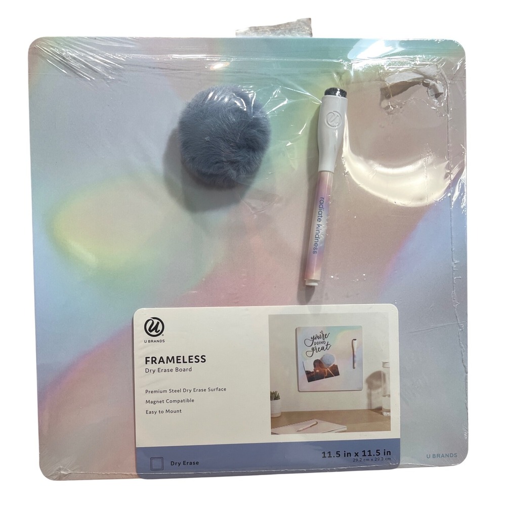 U Brands Frameless Dry Erase Board 11.5" Pastel Ombre Magnetic Steel 6857T